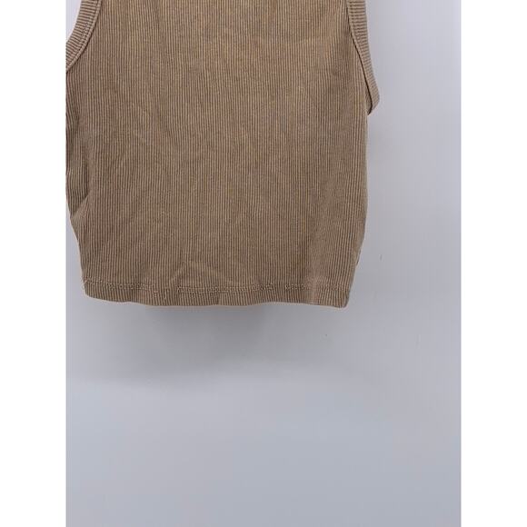ZARA Women's Tan Rib Knit Casual Crewneck Sleeveless Cropped Top SZ S - Picture 7 of 11